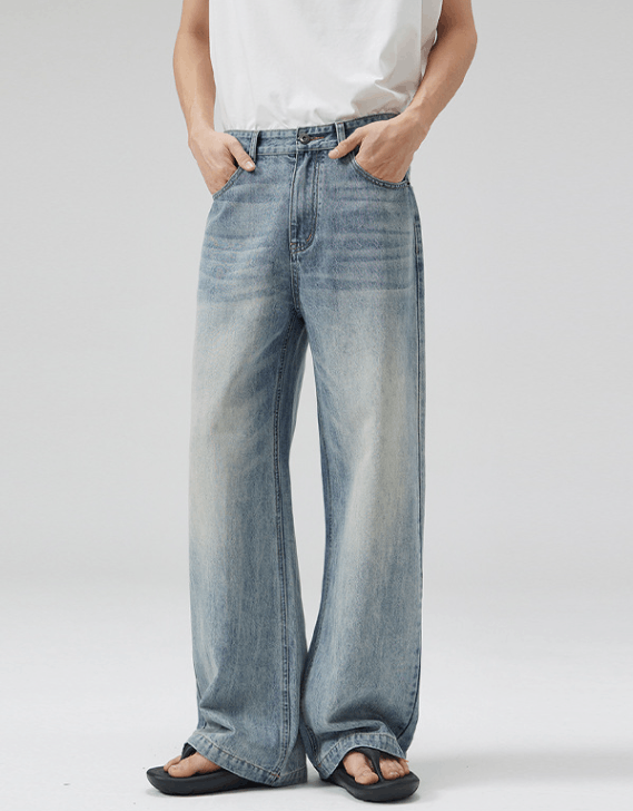 Japanese Brand × Jean American high street light blue whisker distressed jeans Size US 32 / EU 48 - 1 Thumbnail