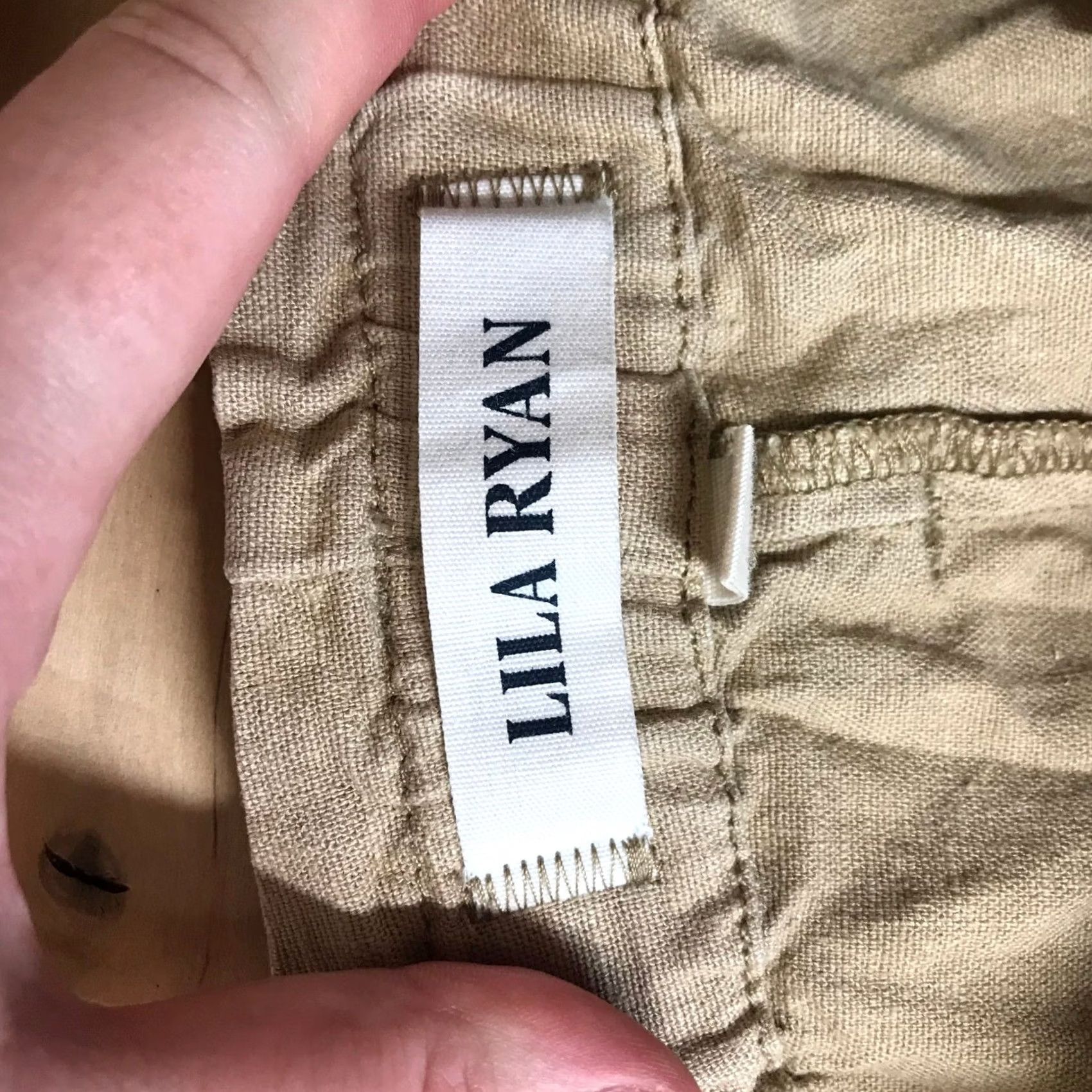 Vintage Lila Ryan Paperbag Waist Linen Blend Pants Small Tan Beige Straight Leg Tie Belt Pockets Women Size 28" / US 6 / IT 42 - 7 Thumbnail