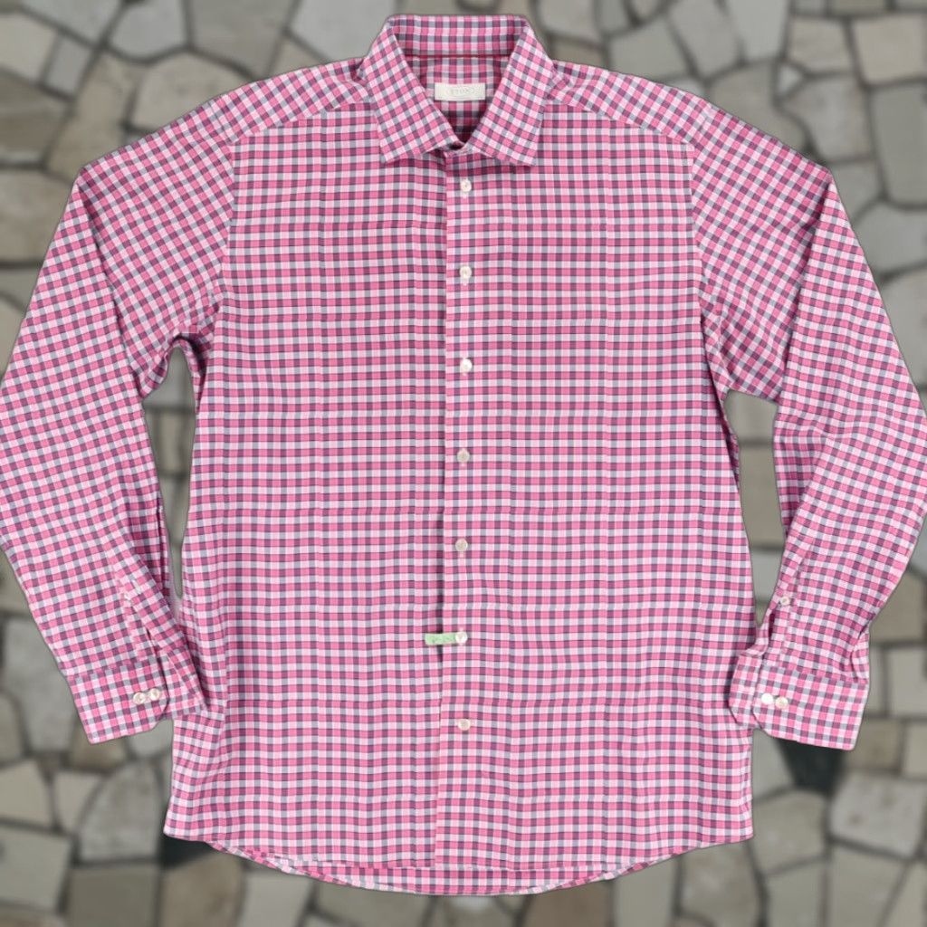 Eton Eton Contemporary Shirt Men L Pink Check Long Sleeve Button Up 44 17.5 Poplin Cotton Relaxed Size US L / EU 52-54 / 3 - 1 Thumbnail