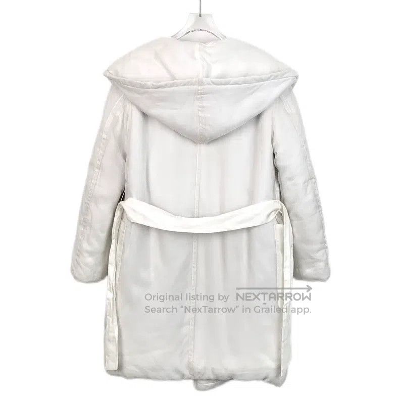 Max Mara Max Mara White Mulberry Silk Hooded Belted Cotton Coat Size S / US 4 / IT 40 - 2 Thumbnail