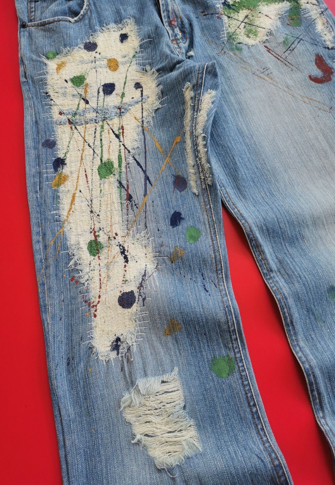 Arts & Science Boro Paint Splatter Dots G-Land Edge Denim Jeans Size US 32 / EU 48 - 3 Thumbnail