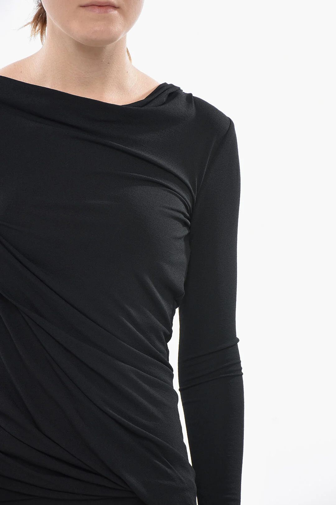 Givenchy og1mm0326 Draped-Fabric Asymmetric Dress in Black Size S / US 4 / IT 40 - 3 Thumbnail