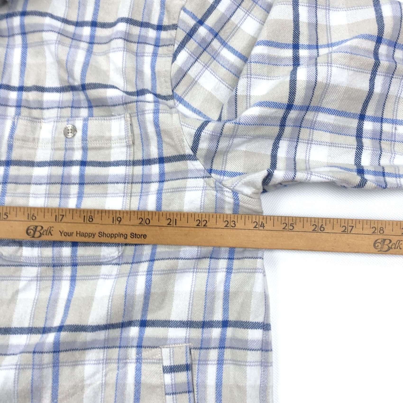 Tommy Bahama TOMMY BAHAMA Shirt Plaid Flannel XL Men Casual Button-Down Pockets Embroidered Logo Beige Blue White Cap Beige/Blue/White Size US XL / EU 56 / 4 - 7 Thumbnail