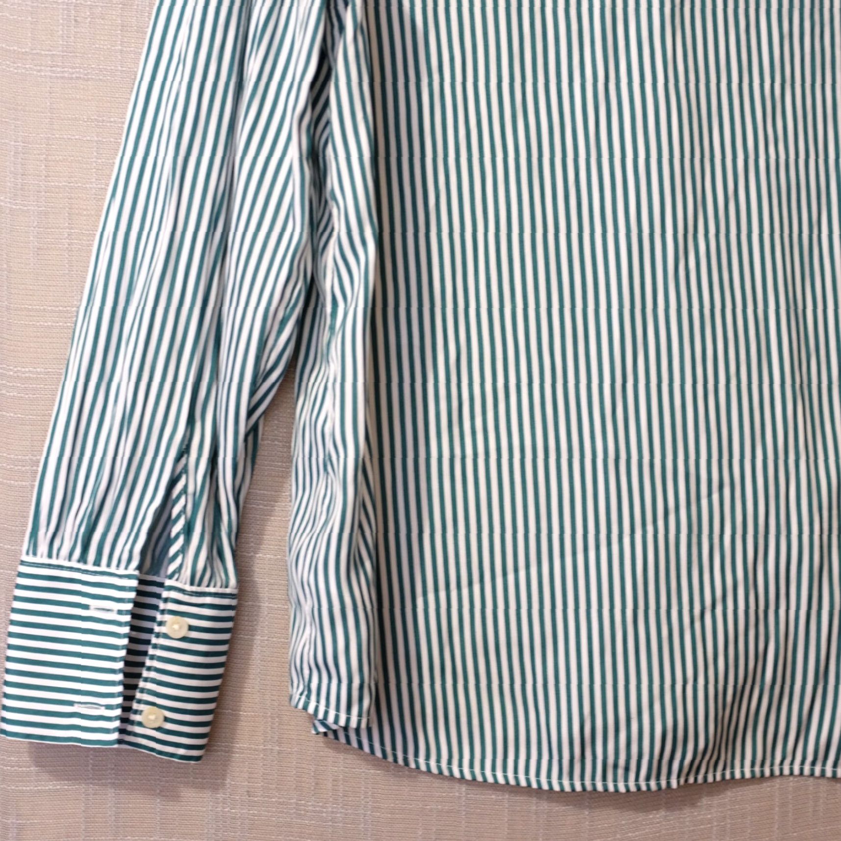 Lands' End Lands' End Shirt Green/White Stripe Mock Neck Button Up Womens XL Size XL / US 12-14 / IT 48-50 - 7 Thumbnail