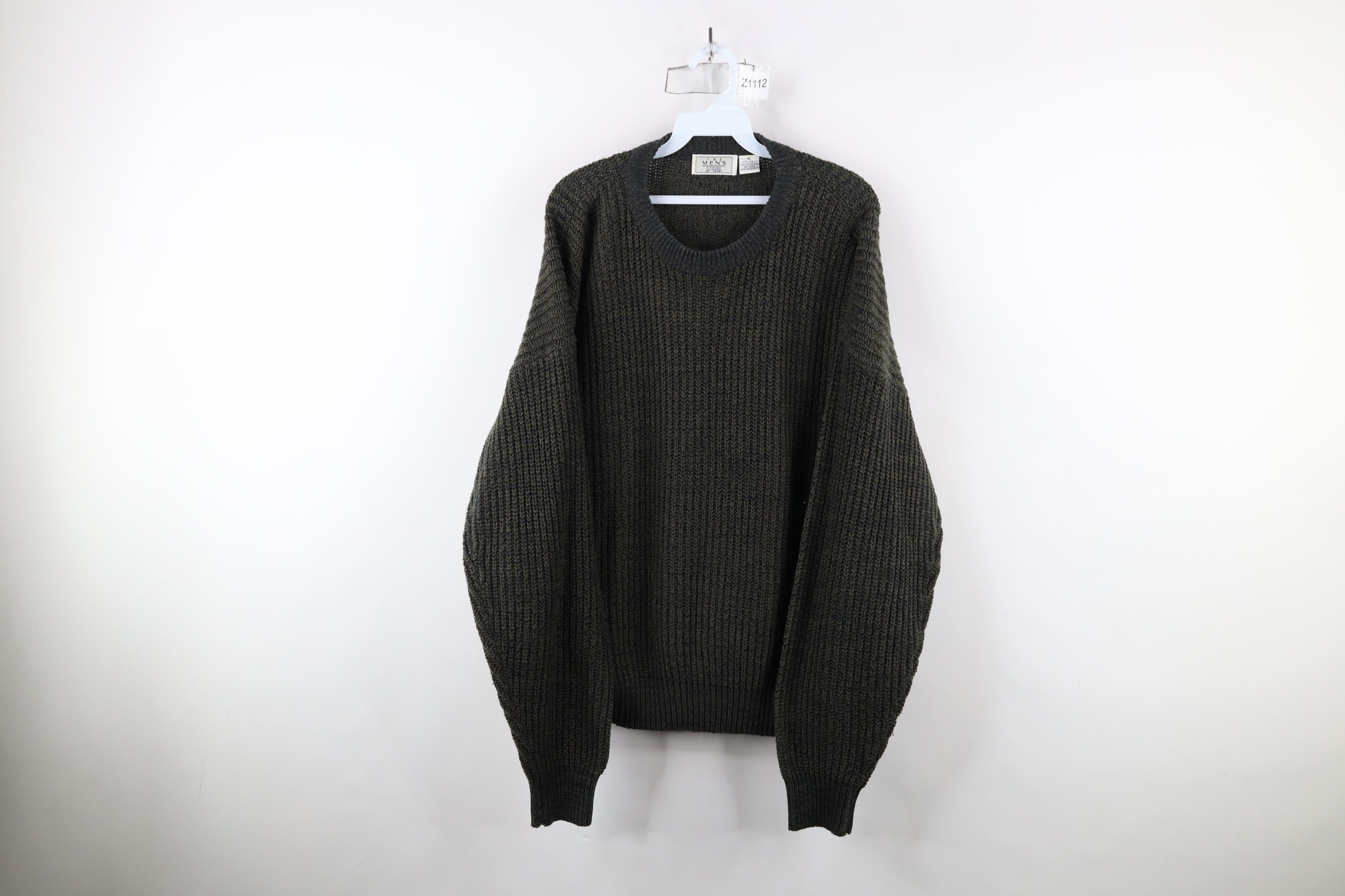 Vintage Vintage 90s Streetwear Ribbed Knit Crewneck Sweater Green Size US XL / EU 56 / 4 - 1 Thumbnail