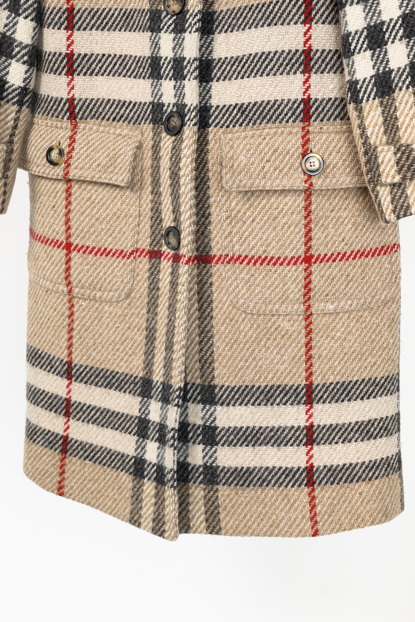 Burberry Burberry Beige Wool Check Buttoned Coat Size M / US 6-8 / IT 42-44 - 7 Thumbnail