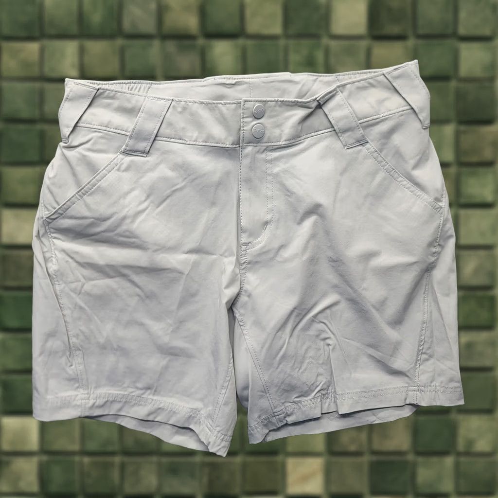 Vintage Columbia PFG Shorts Womens 10 Regular Mid Rise Hiking Fishing Outdoor Nylon Gray Microfiber 7in Inseam Pockets UPF Quick Dry Size 32" / US 10 / IT 46 - 1 Thumbnail