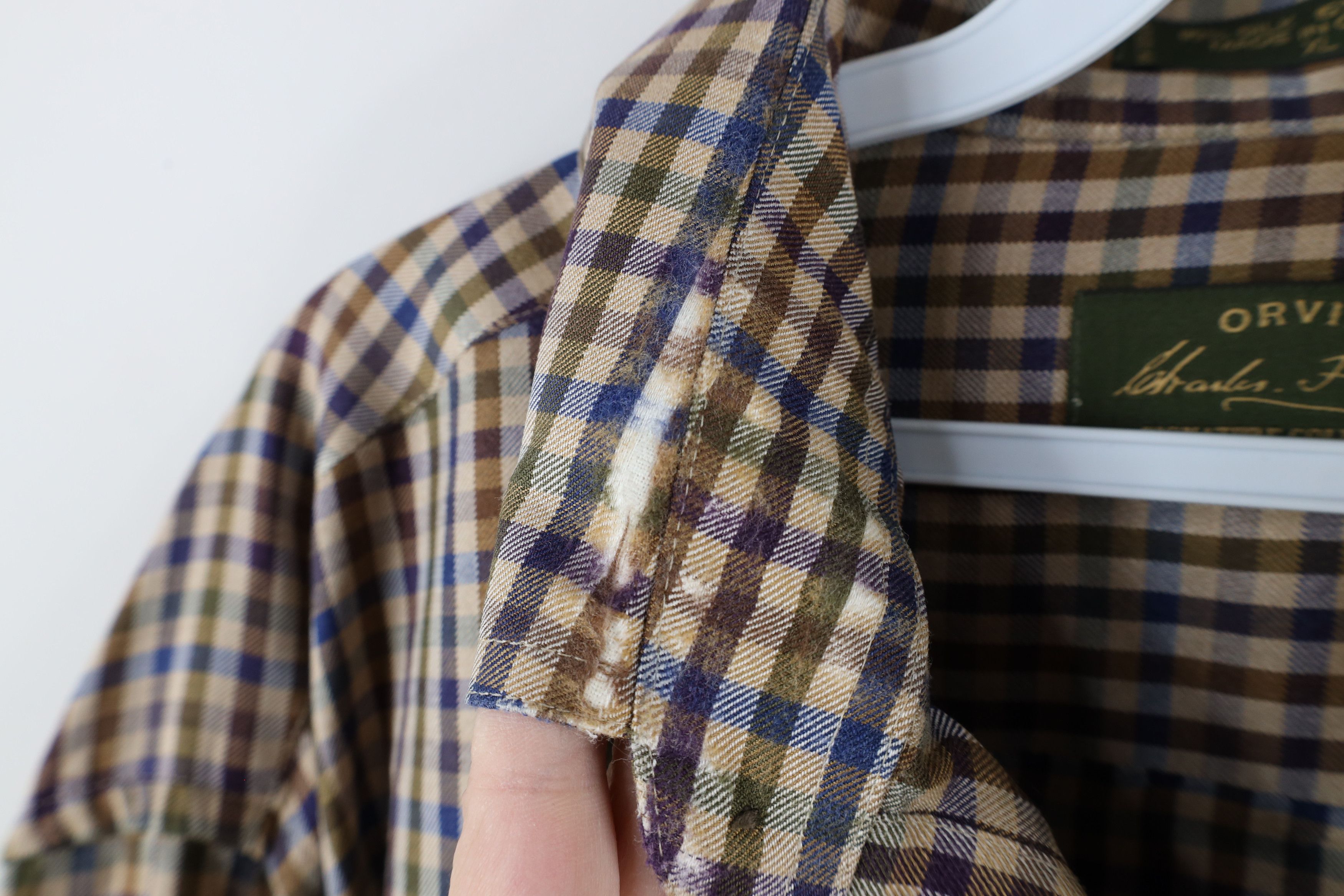 Orvis × Vintage Vintage Orvis Rainbow Plaid Silk Wool Collared Button Shirt Size US XL / EU 56 / 4 - 4 Thumbnail