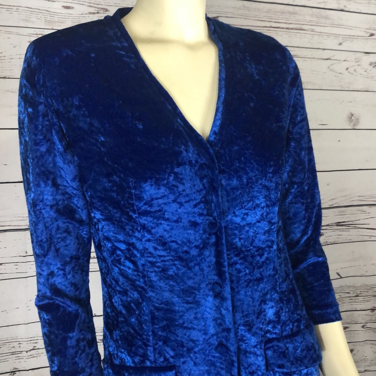 Handmade VVTG 70's handmade crushed velvet blue coat dress small Size S / US 4 / IT 40 - 5 Thumbnail