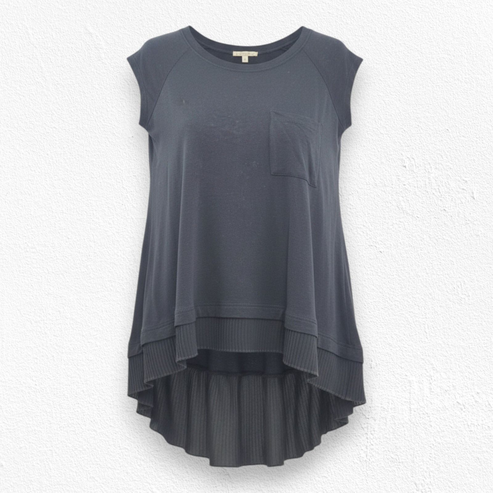 Other Black High Low Chiffon Hem Pocket Tunic Top Size Small Size S / US 4 / IT 40 - 1 Thumbnail