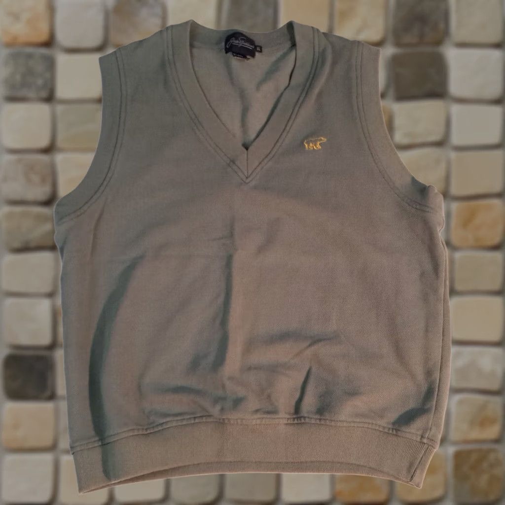 X-LARGE Jack Nicklaus Sweater Mens XL Brown Bear Logo Golf Vest 1980s size Large Tan Size US XL / EU 56 / 4 - 1 Thumbnail