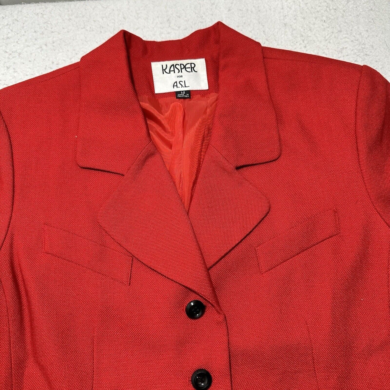 Other Kasper For A.S.L. 14 Blazer Jacket Red Button Front Coat Size XL / US 12-14 / IT 48-50 - 2 Thumbnail