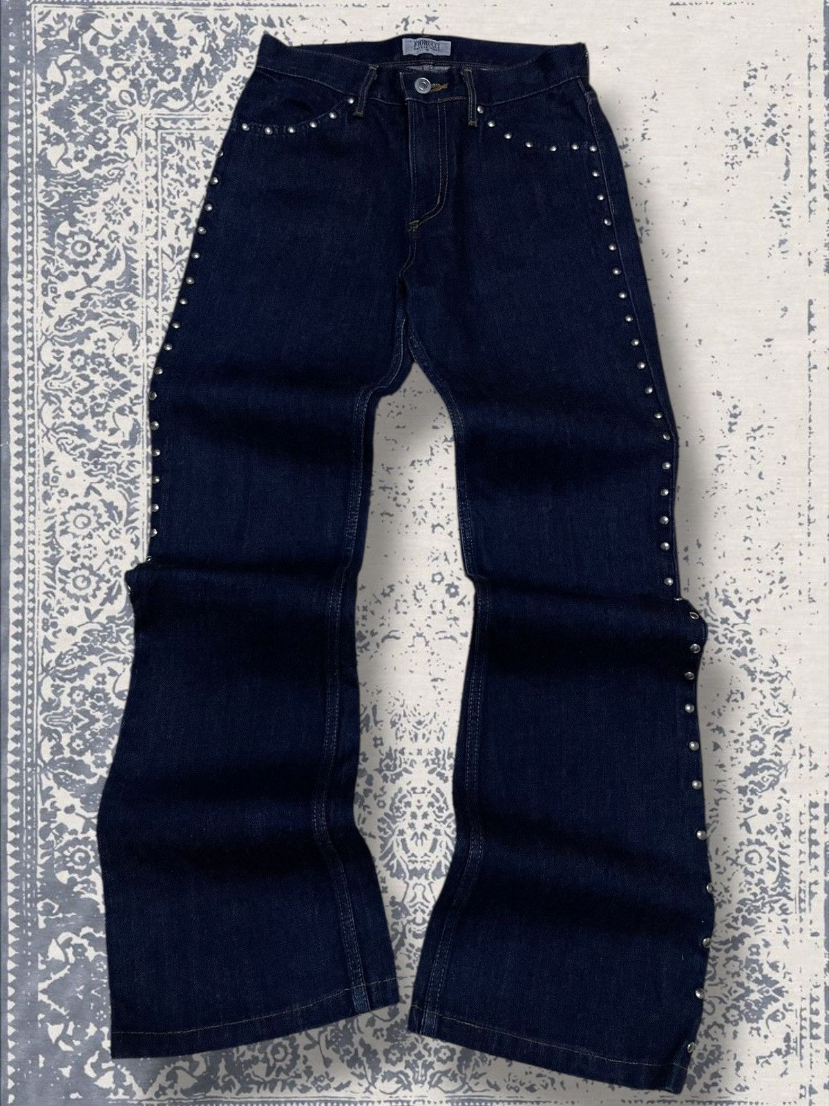 Designer × Fiorucci × Vintage Vintage Og 90s Designer Fiorucci Safety Flared Studded Denim Size US 26 / EU 42 - 1 Thumbnail