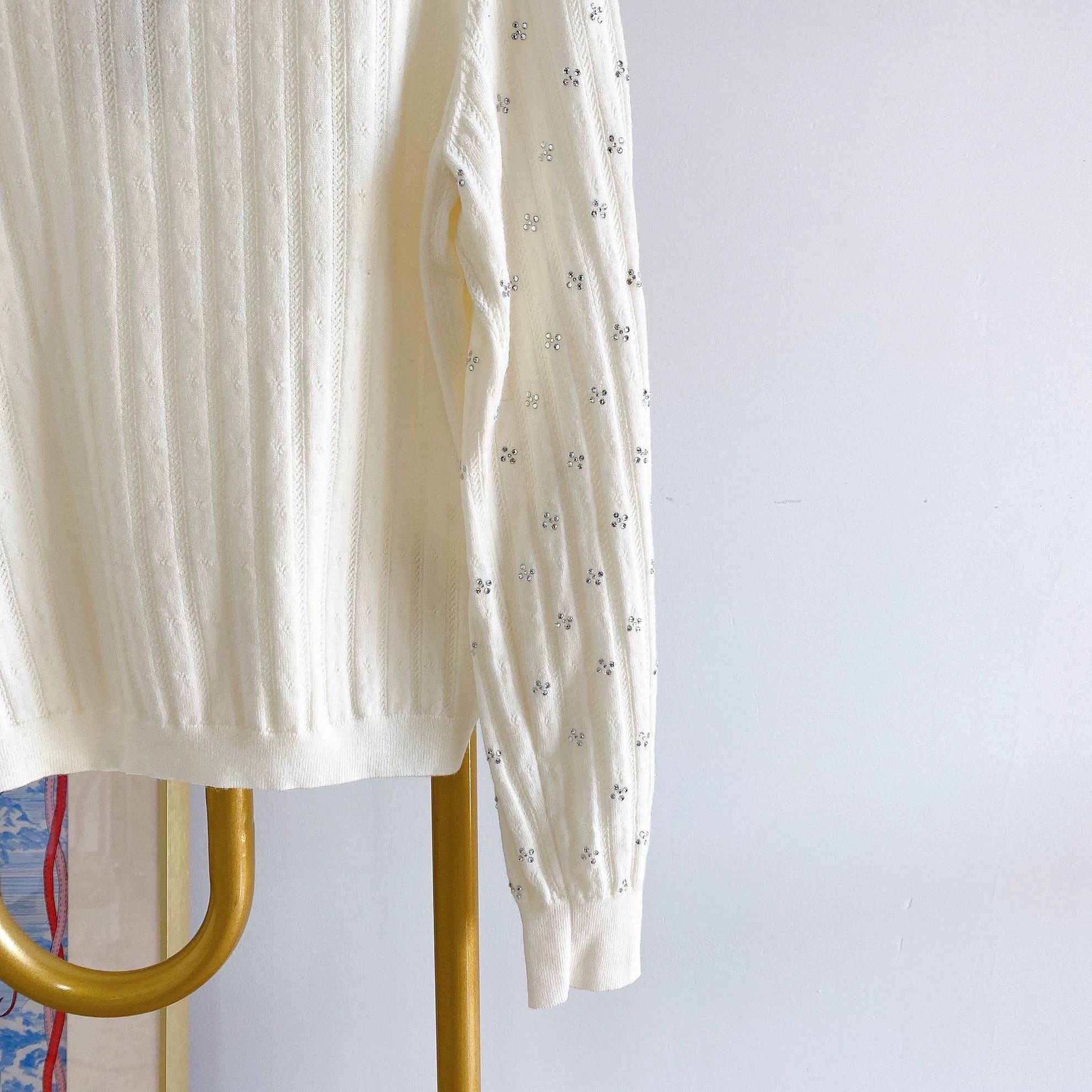 Maje Maje White Crystal-Embellished Knit Pullover Size 1 Size S / US 4 / IT 40 - 6 Thumbnail
