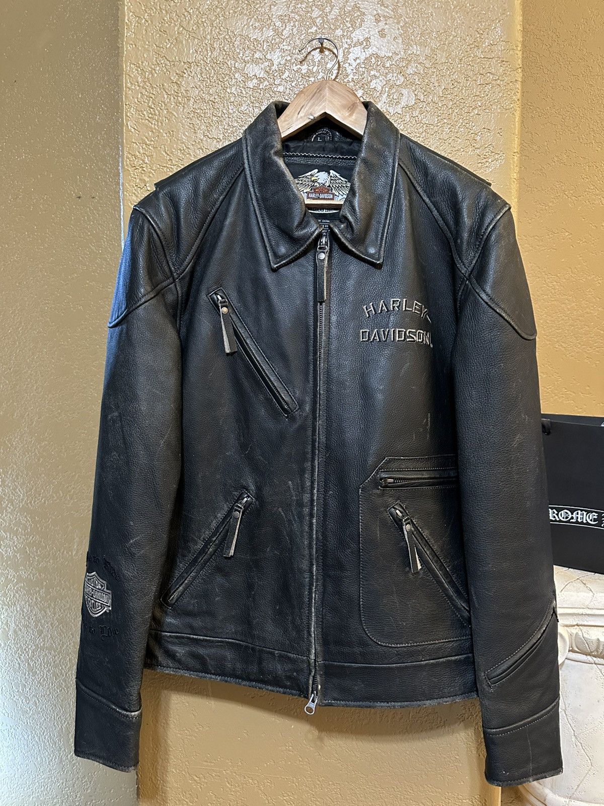 Harley Davidson GRAIL Vintage Harley Davidson Eagle Leather Jacket Large Size US L / EU 52-54 / 3 - 2 Thumbnail