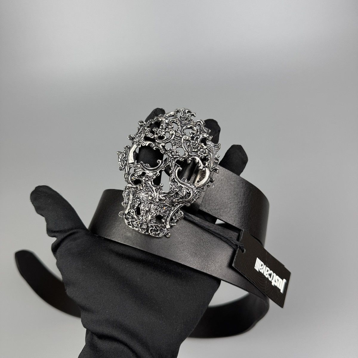 Just Cavalli Just Cavalli - Metal Skull Decorative Buckle Leather Belt Size 28 - 3 Thumbnail