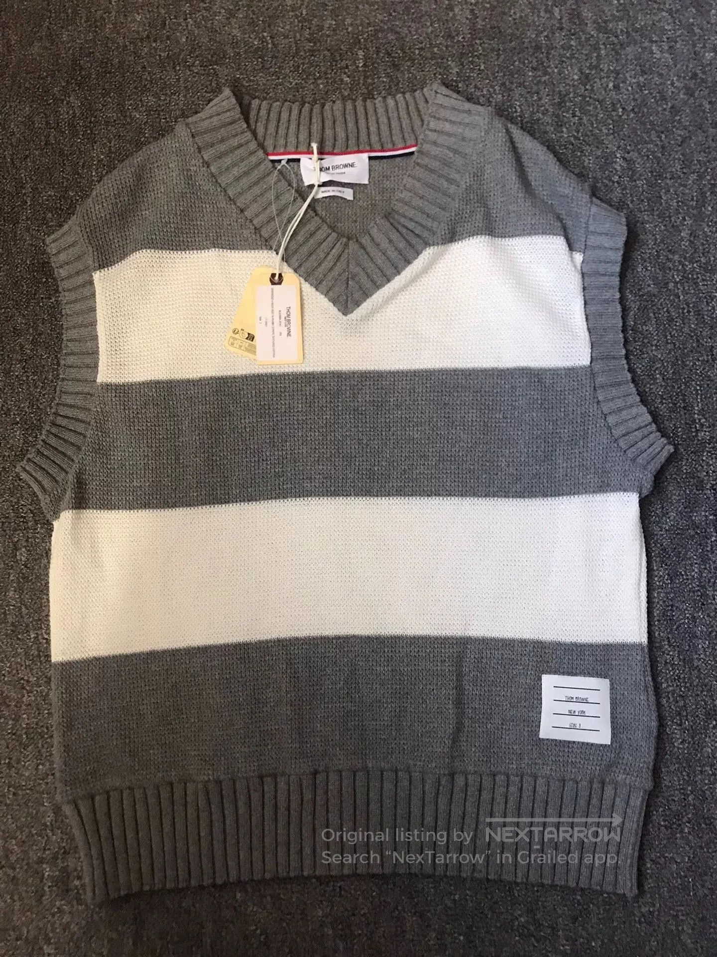 Thom Browne Thom Browne Gray White Striped Vest. Size US L / EU 52-54 / 3 - 3 Thumbnail