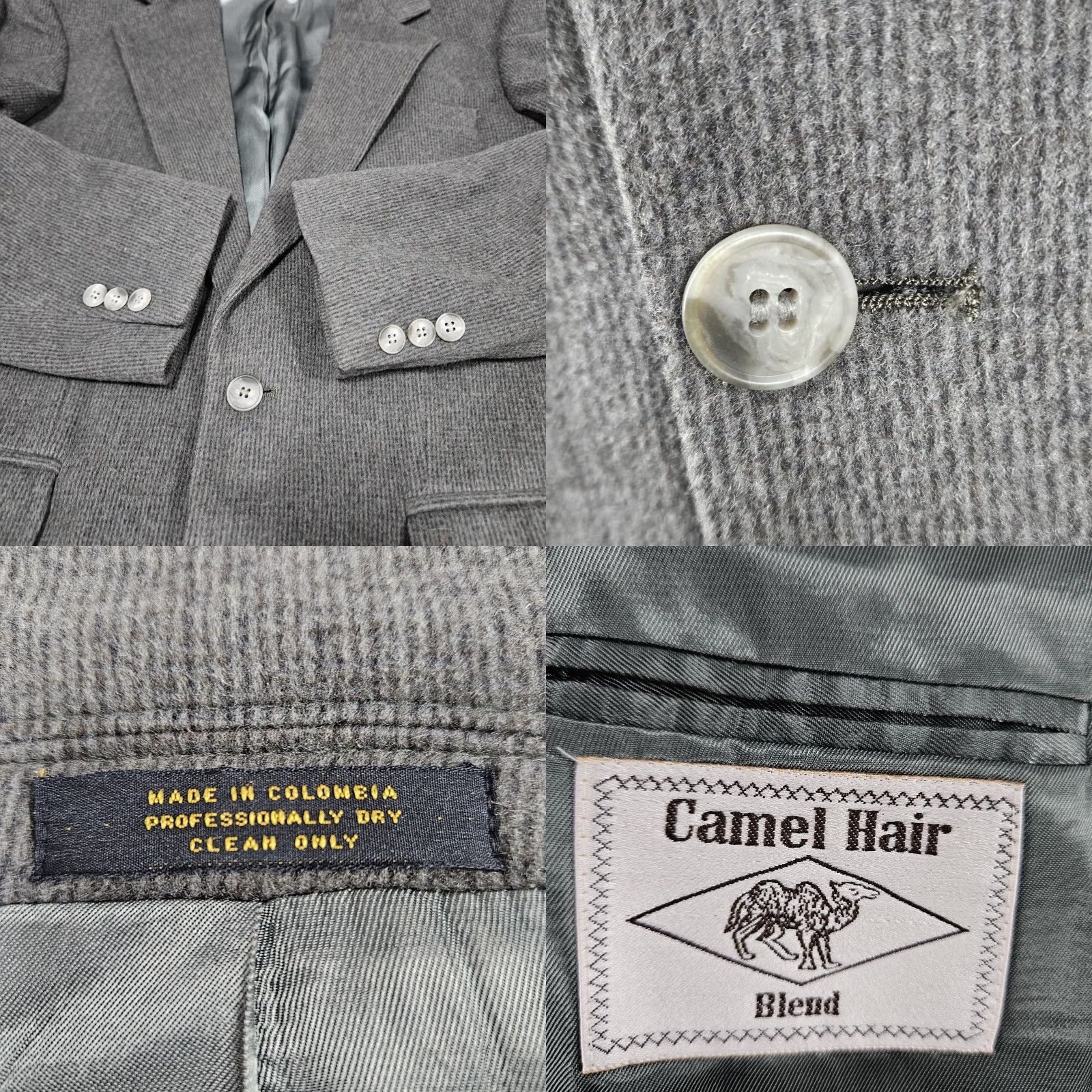 Vintage VINTAGE Roberto Vasalli Grey Camelhair Wool Blend 2 Button Notch Blazer Sport Coat 38R Mens Wool Camelgray Blazer 38R"} Size 38R - 9 Thumbnail