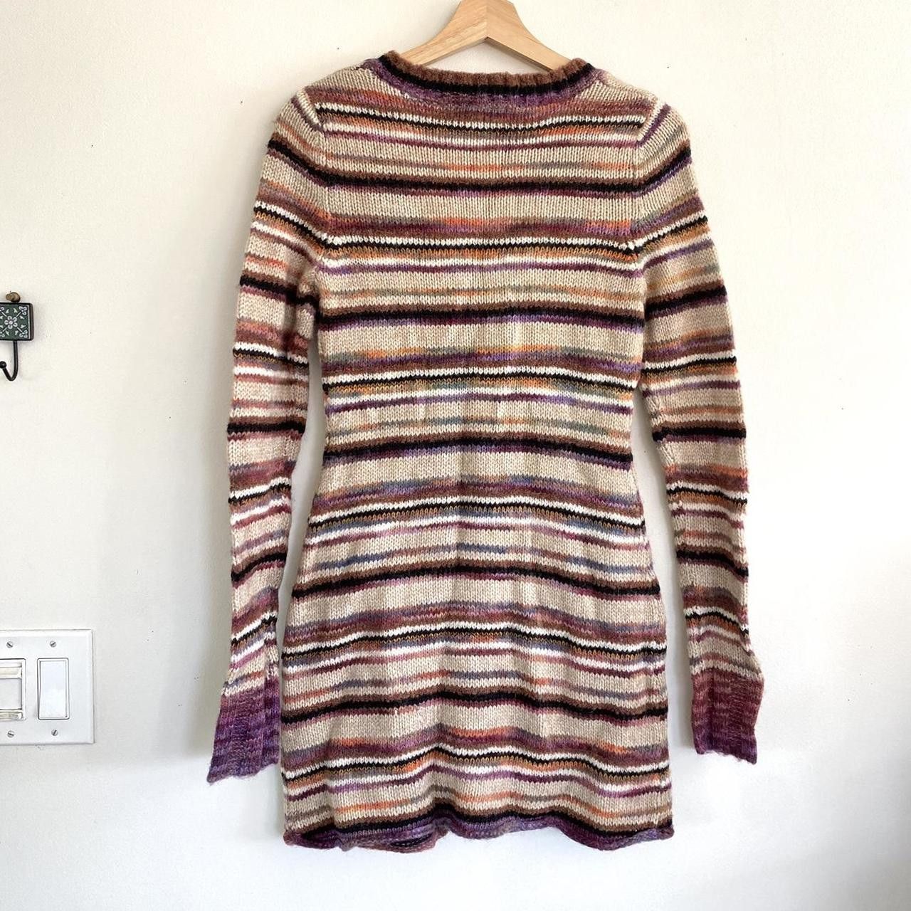 Anthropologie ANTHROPOLOGIE CREAM MULTICOLOR STRIPED SWEATER DRESS XS Size XS / US 0-2 / IT 36-38 - 2 Thumbnail