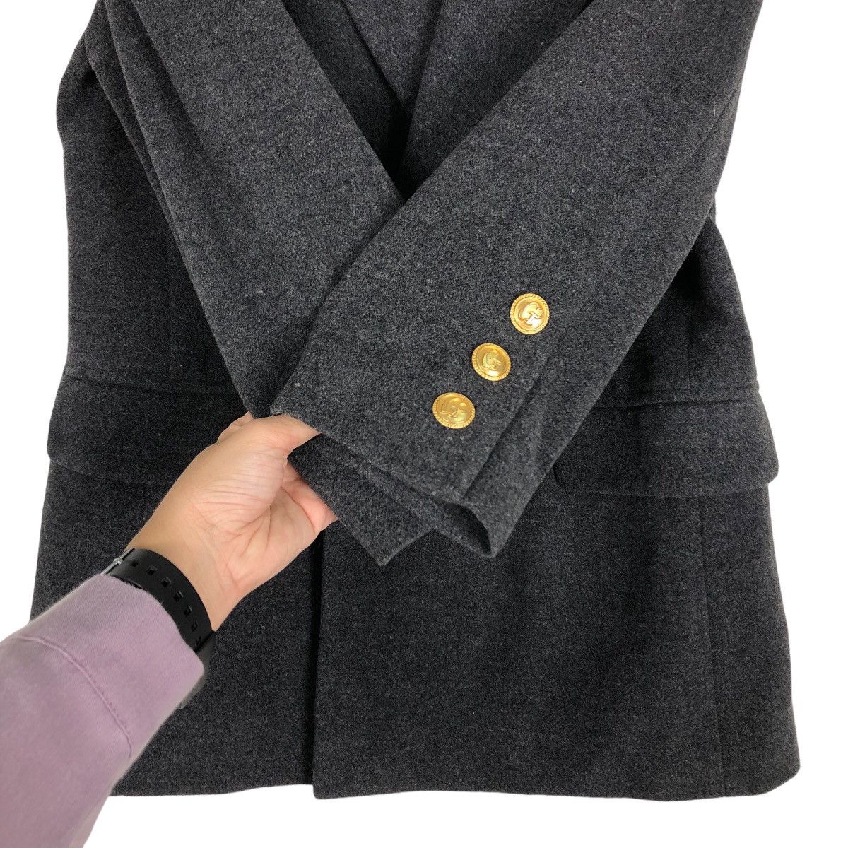 Vintage 🔥Vtg Givenchy Gold Button Wool Double Breast Jacket Coats Size US M / EU 48-50 / 2 - 13 Thumbnail