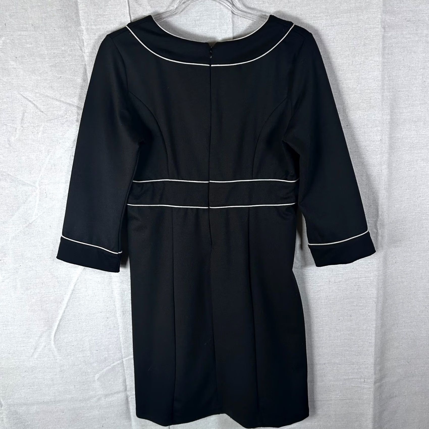 Vintage VINTAGE Vertigo Paris Shift Dress Black 60s Mod White Piping 3/4 Sleeve Size 6 Womens Dress Size M / US 6-8 / IT 42-44 - 3 Thumbnail