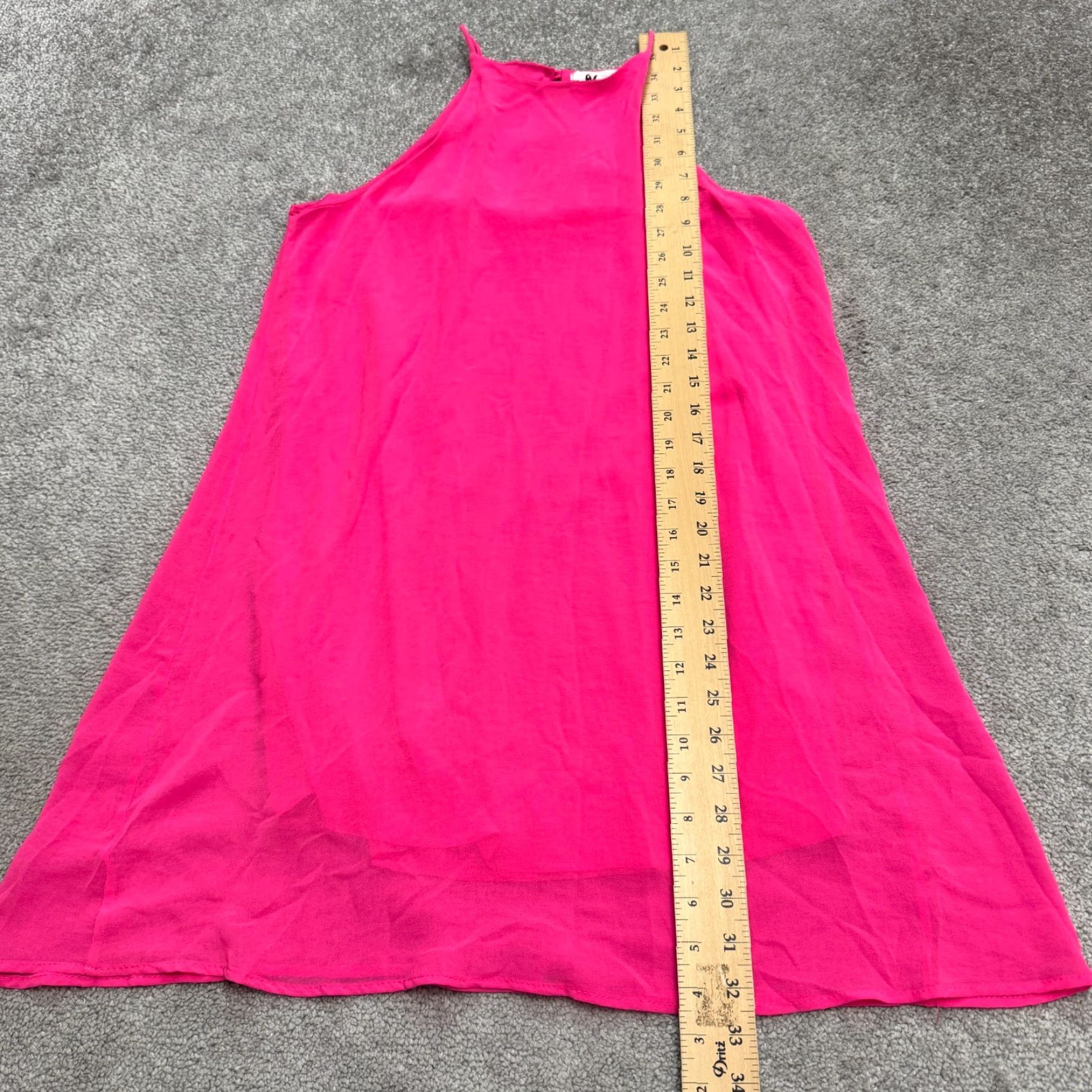 Vintage Meghan Dress Womens Medium Pink Lined Chiffon Polyester Halter Mini Tank Slip Solid Size M / US 6-8 / IT 42-44 - 7 Thumbnail