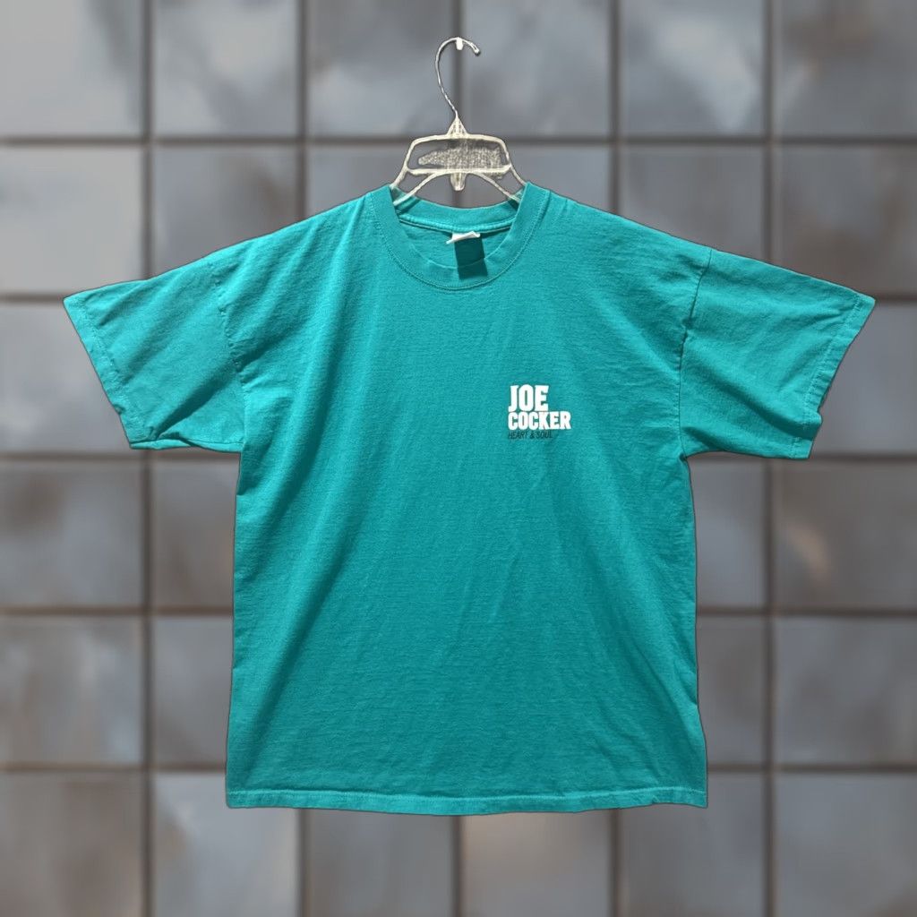 Fruit Of The Loom VINTAGE Fruit of the Loom Joe Cocker Heart & Soul Short Sleeve Tee HTF XL Mens Teal/Blue Shirt Size US 36 / EU 52 - 1 Thumbnail