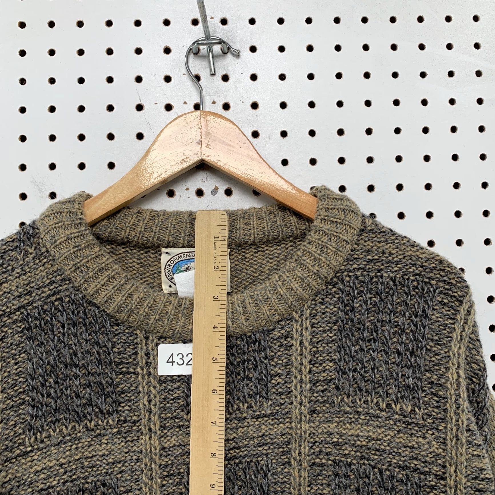 CO VINTAGE Environmental Clothing Co. Wool Knit Sweater Large Brown 90s Pullover Mens Size US L / EU 52-54 / 3 - 6 Thumbnail
