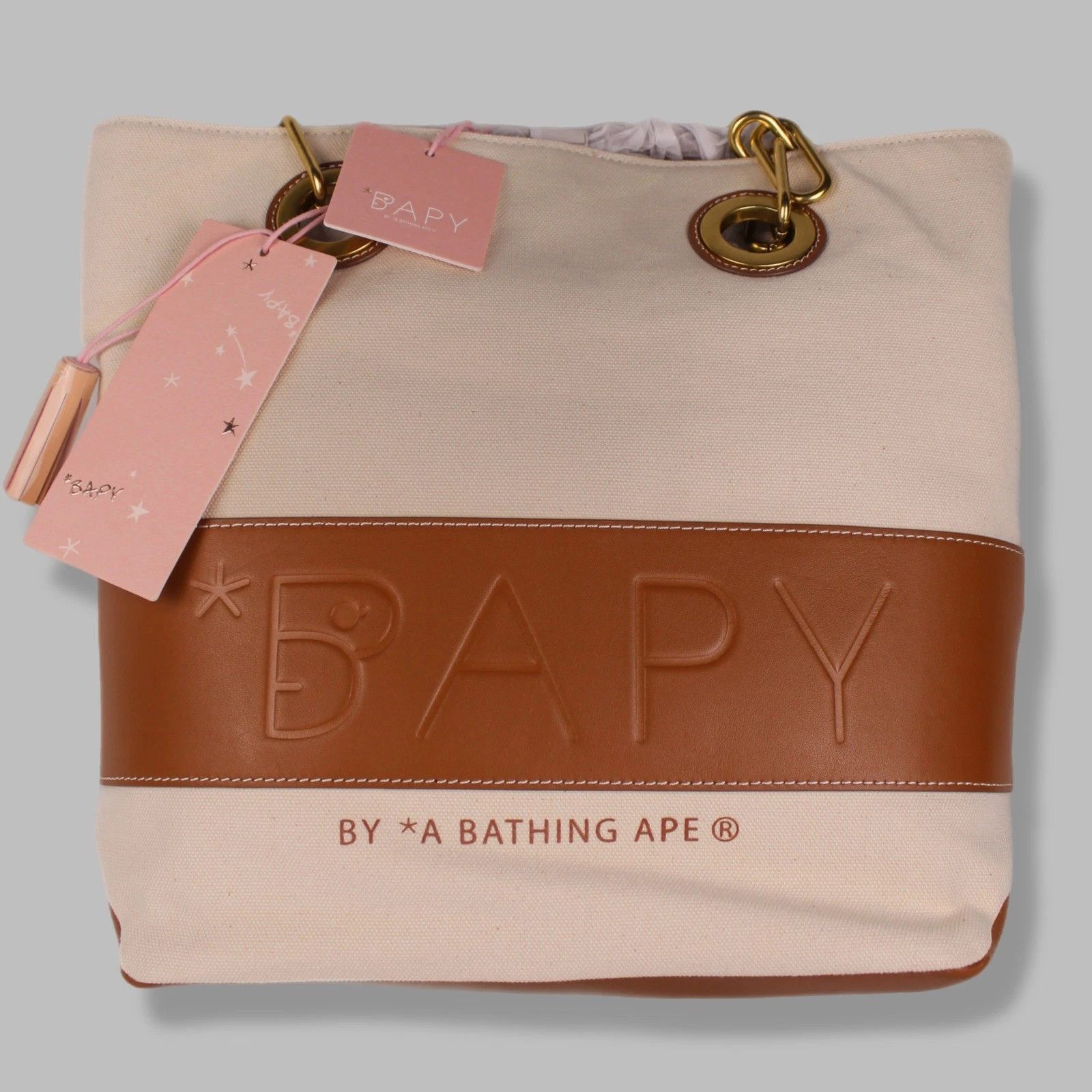 Bape BAPY by A Bathing Ape Chain Handle Canvas Tote — Beige/Tan Size ONE SIZE - 1 Thumbnail
