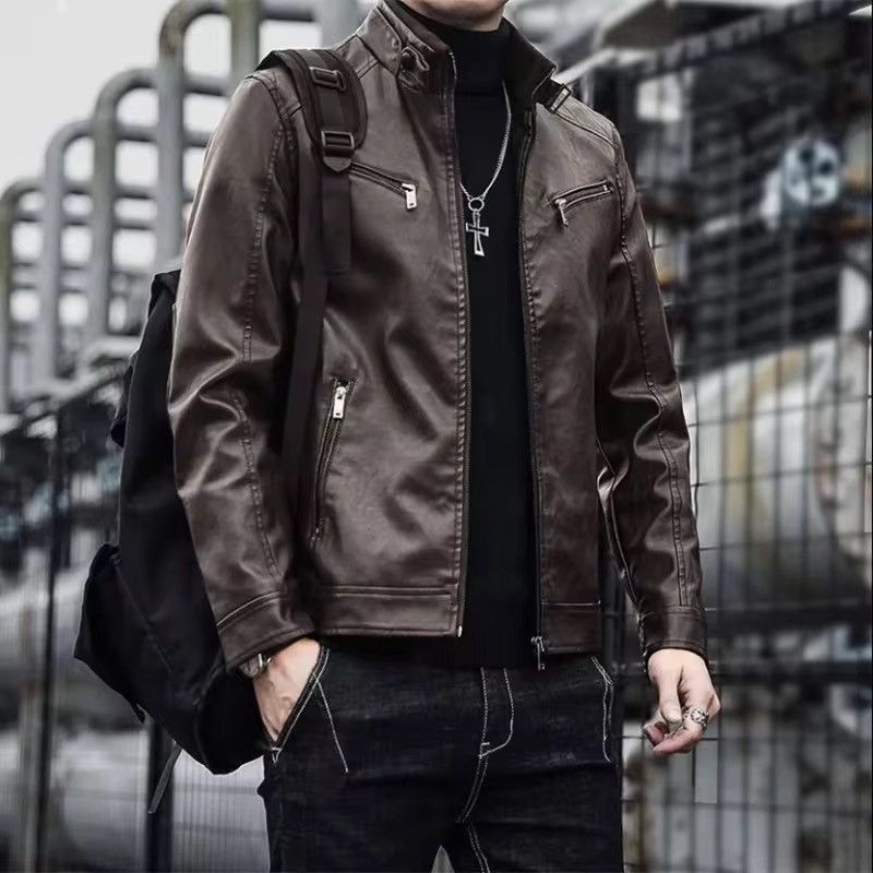 Japanese Brand Slim Fit Moto Faux Leather Racing Jacket - Black Biker Size US XXL / EU 58 / 5 - 4 Thumbnail