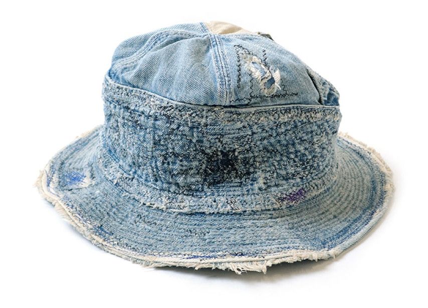 Kapital Kapital 11.5oz old man and the sea crash damage denim hat Size ONE SIZE - 4 Thumbnail