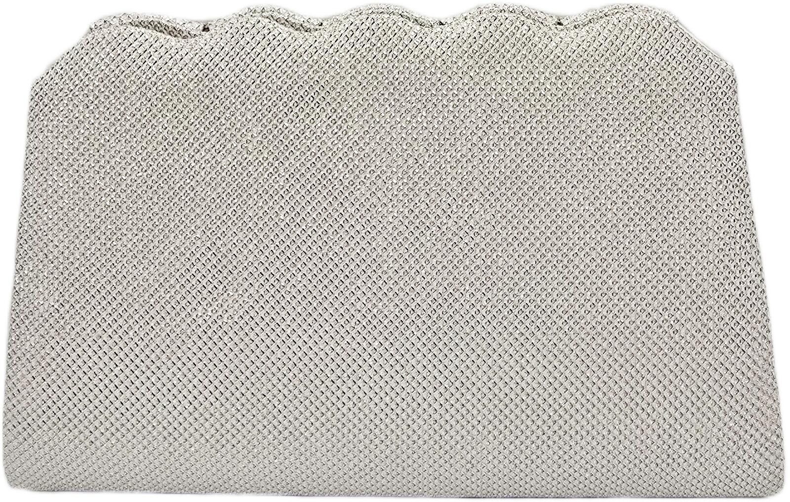 Unknown London Elegant White and Silver Evening Clutch Bag with Chain Strap Size ONE SIZE - 5 Thumbnail