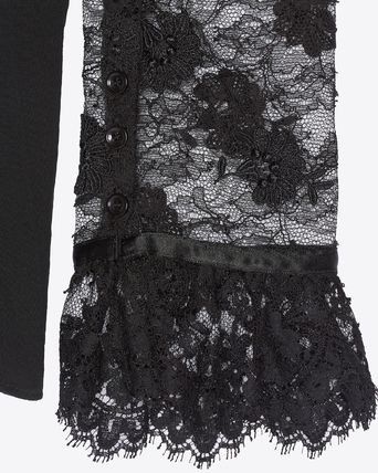Saint Laurent Paris o1bcso1str0825 Victoria Frilled Blouse In Washed in Black Size US L / EU 52-54 / 3 - 3 Thumbnail