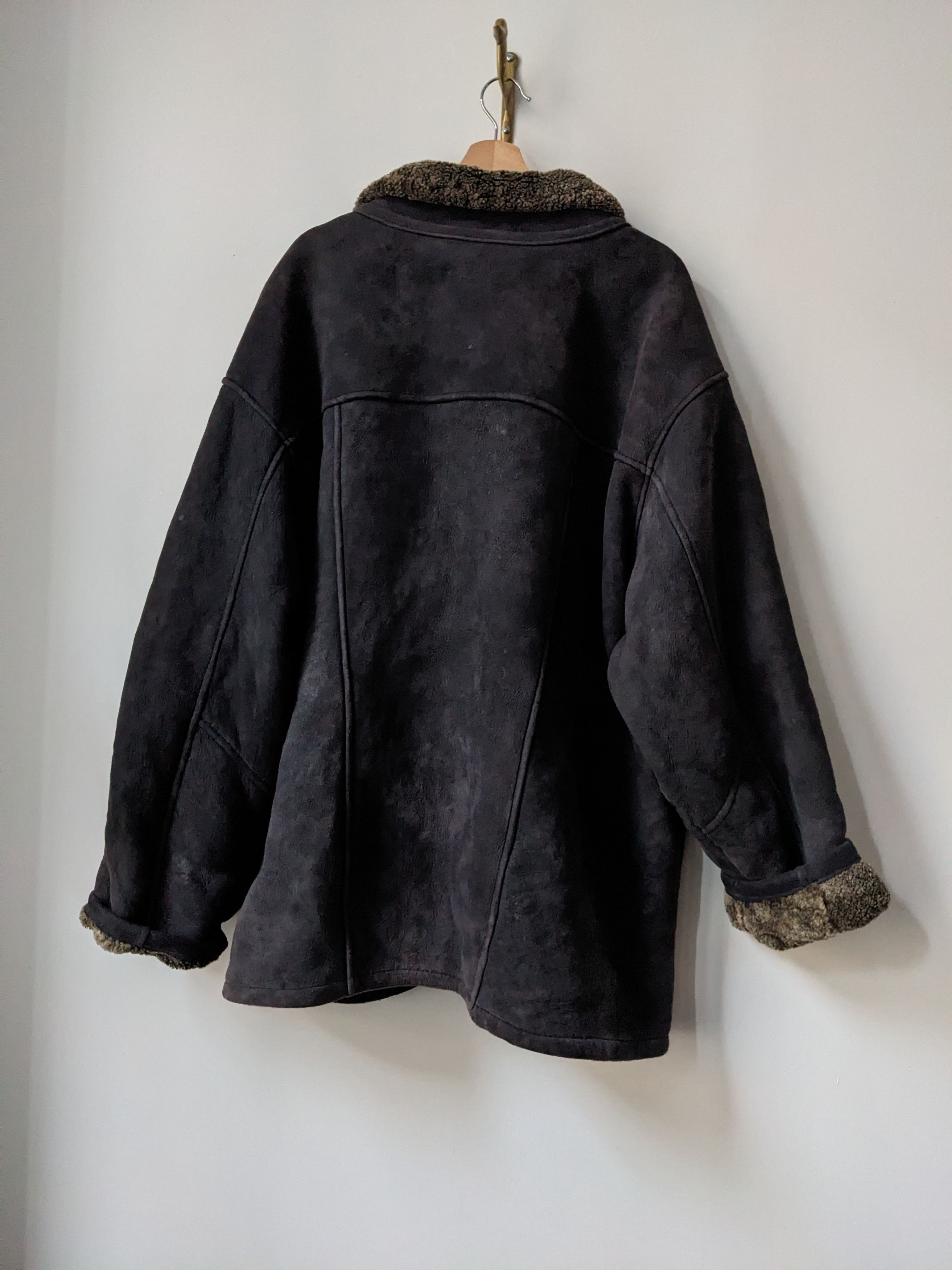 Vintage Vintage Leather Shearling Button Jacket Sherpa Lined Coat Size US XL / EU 56 / 4 - 2 Thumbnail