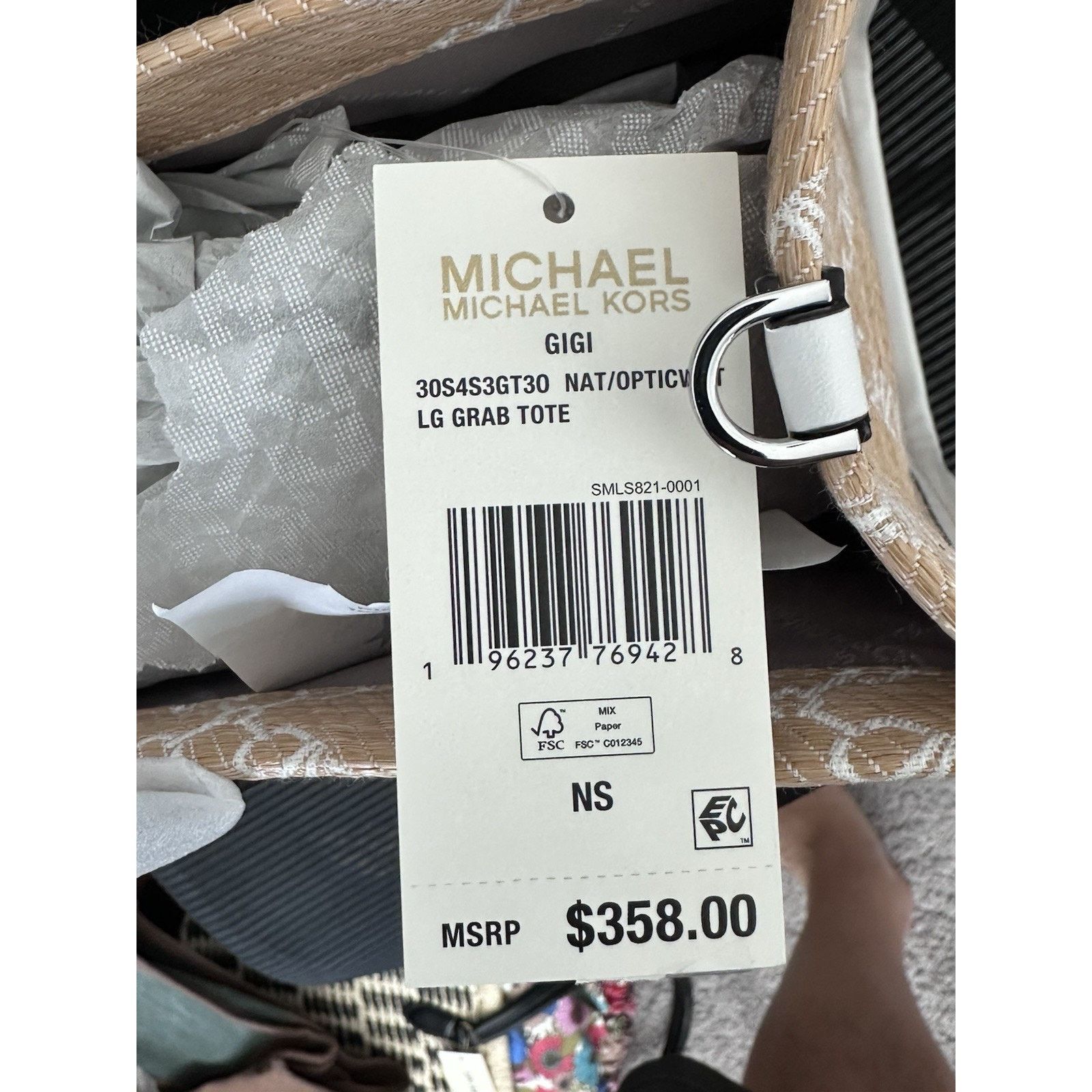 Michael Kors Michael Kors Gigi Lg. Logo Jacquard Straw Tote Bag NWT $358 Size ONE SIZE - 4 Thumbnail