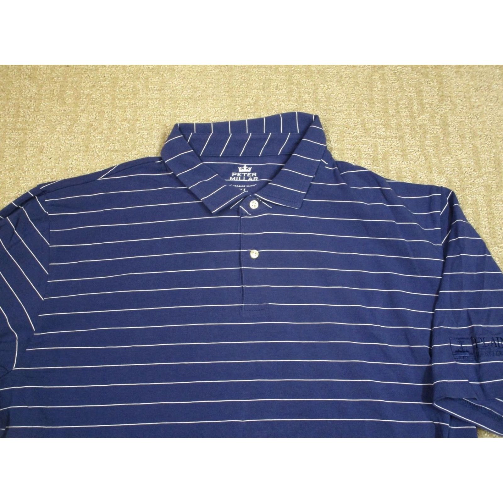 Peter Millar Peter Millar Polo Shirt Men XL Blue Striped Seaside Golf Performance Stretch Size US XL / EU 56 / 4 - 2 Thumbnail
