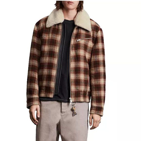 Allsaints Men’s All Saints Murphy Wool Blend Jacket in Amber Size US XXL / EU 58 / 5 - 1 Thumbnail