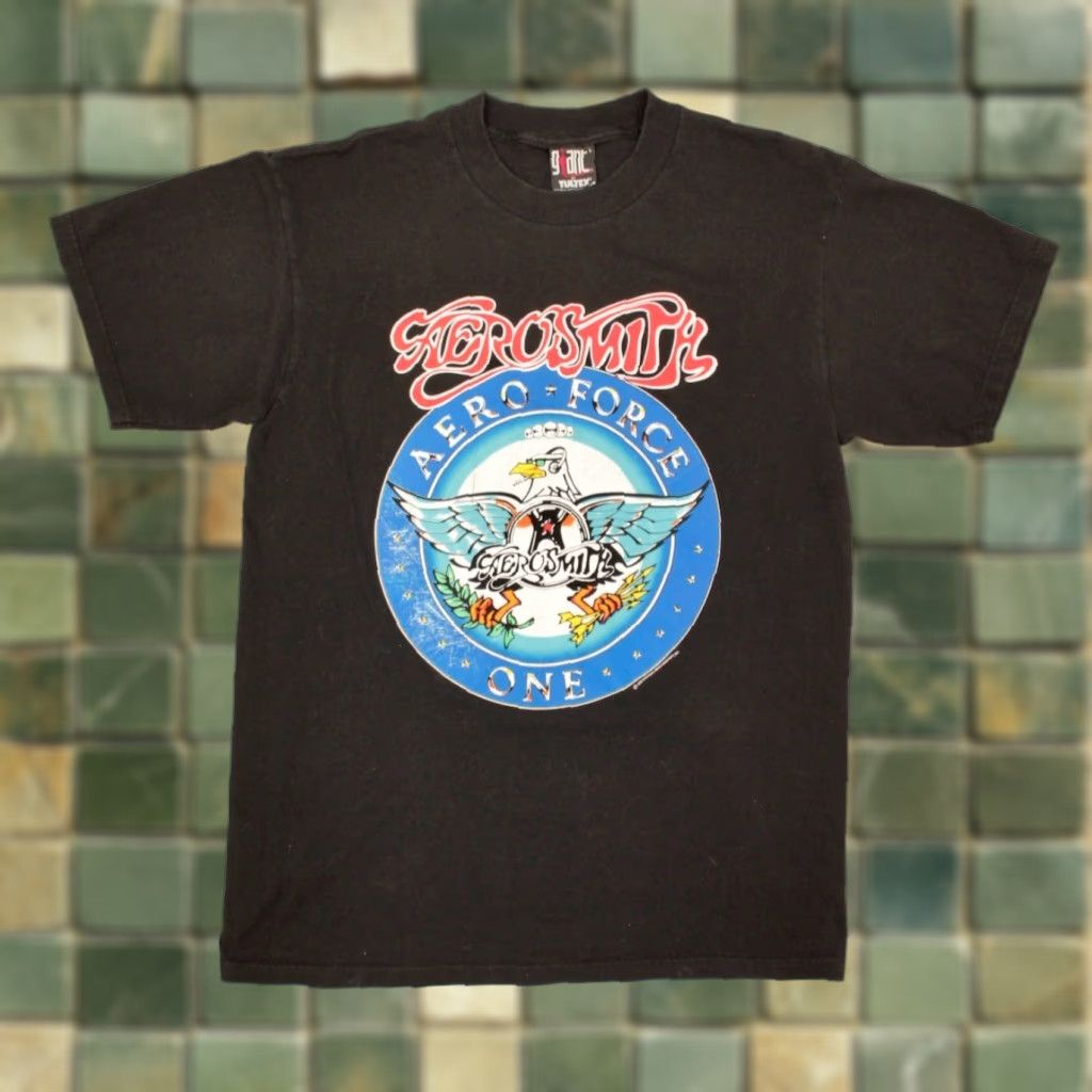 Aerosmith VINTAGE Men's Aerosmith 90s Tour TShirt Shirt Adult L Black 1990s Graphic Tee Boys Girls Mens Womens Size US L / EU 52-54 / 3 - 1 Thumbnail