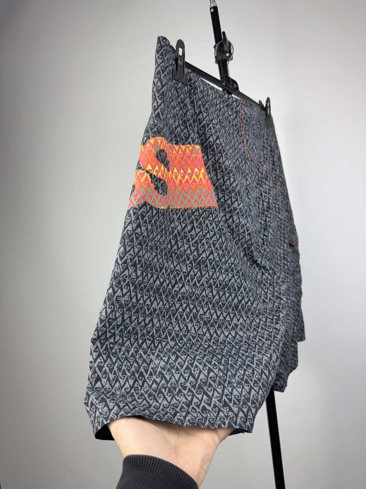 Luxury Hugo Boss Logo Swim Shorts Neon Orange Black Pattern