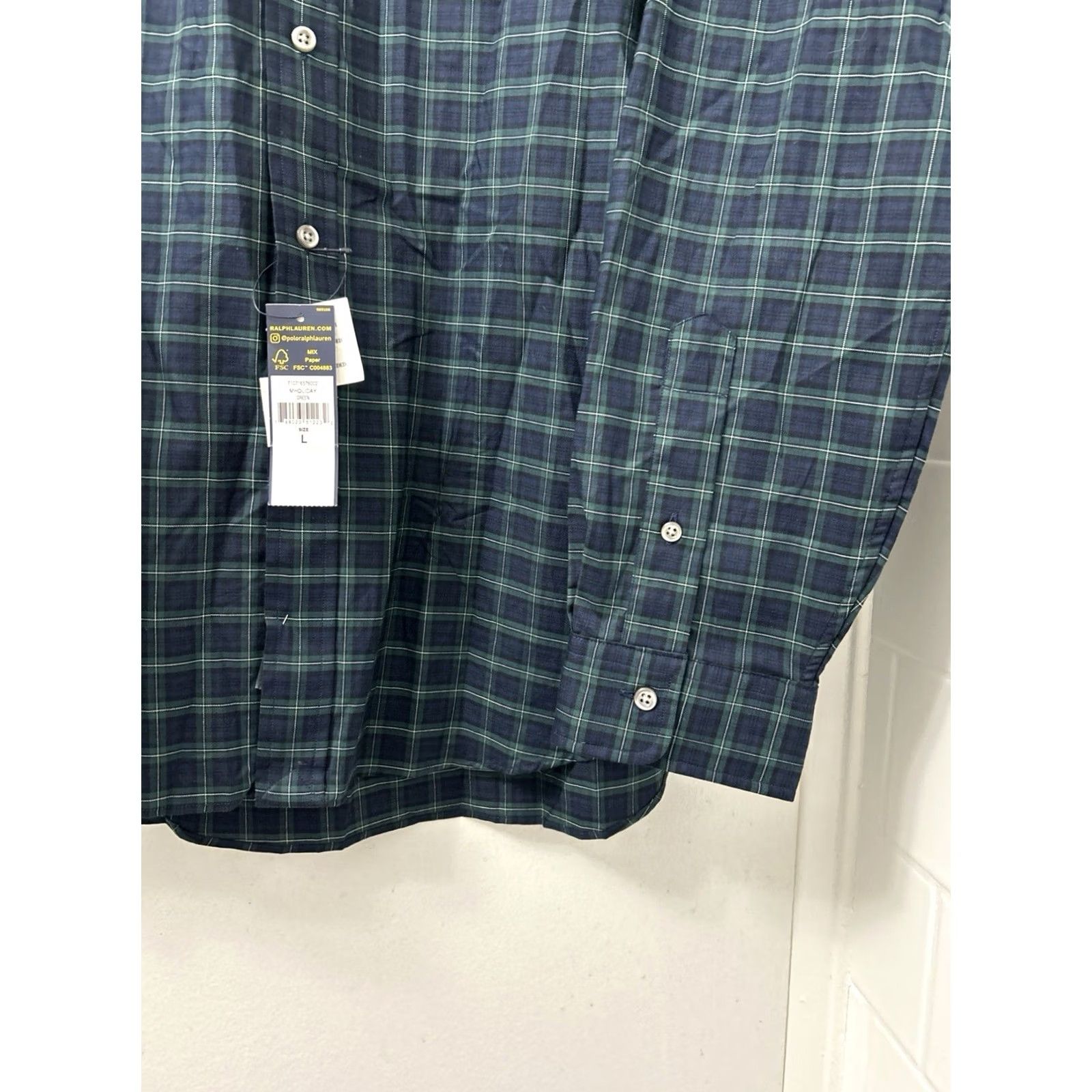 Ralph Lauren Ralph Lauren Shirt Mens Large Green Navy Plaid Button-Down Long Sleeve NWT Size US L / EU 52-54 / 3 - 7 Thumbnail