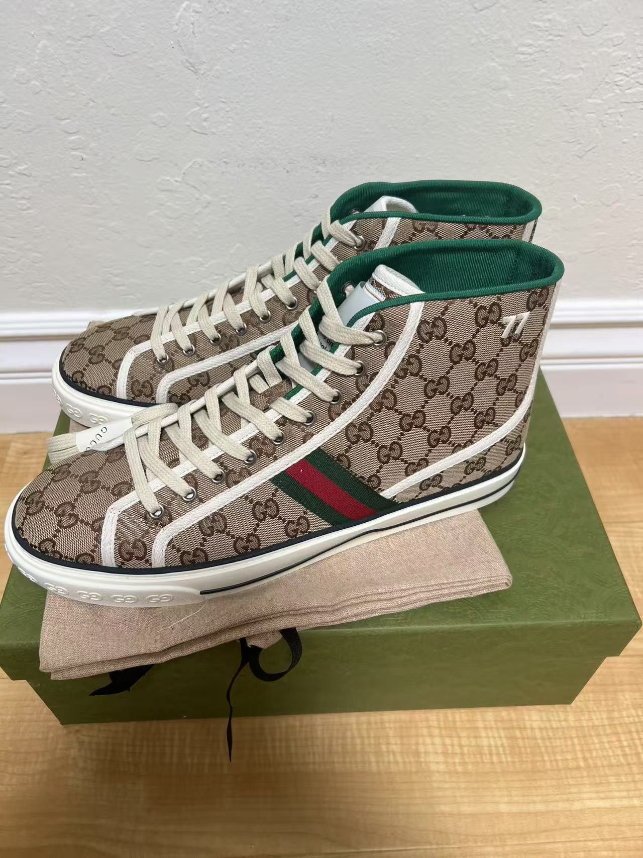 Gucci Gucci Tennis 1977 Canvas High Top Beige GG Print Size US 13 / EU 46 - 6 Thumbnail