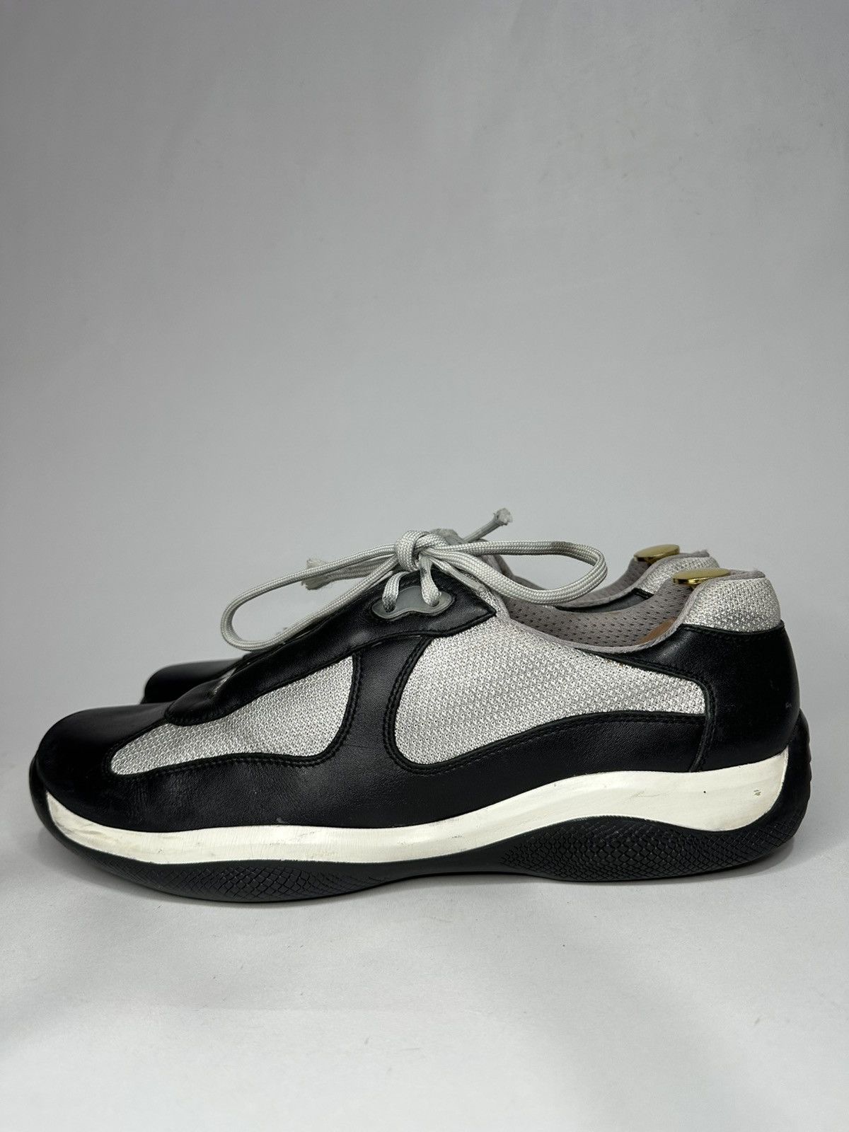 Prada Prada America’s Cup Black Leather And Grey Mesh Sneakers. Size US 11.5 / EU 44-45 - 3 Thumbnail