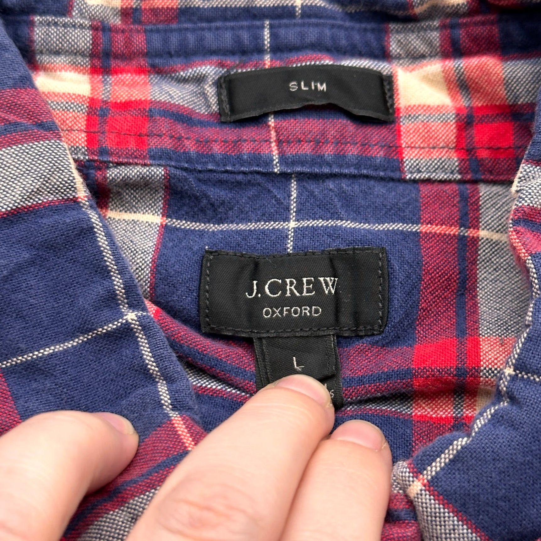 J.Crew J. Crew Mens Oxford Shirt Large Slim Blue Button-Down Long Sleeve Plaid Shirt Size US L / EU 52-54 / 3 - 2 Thumbnail