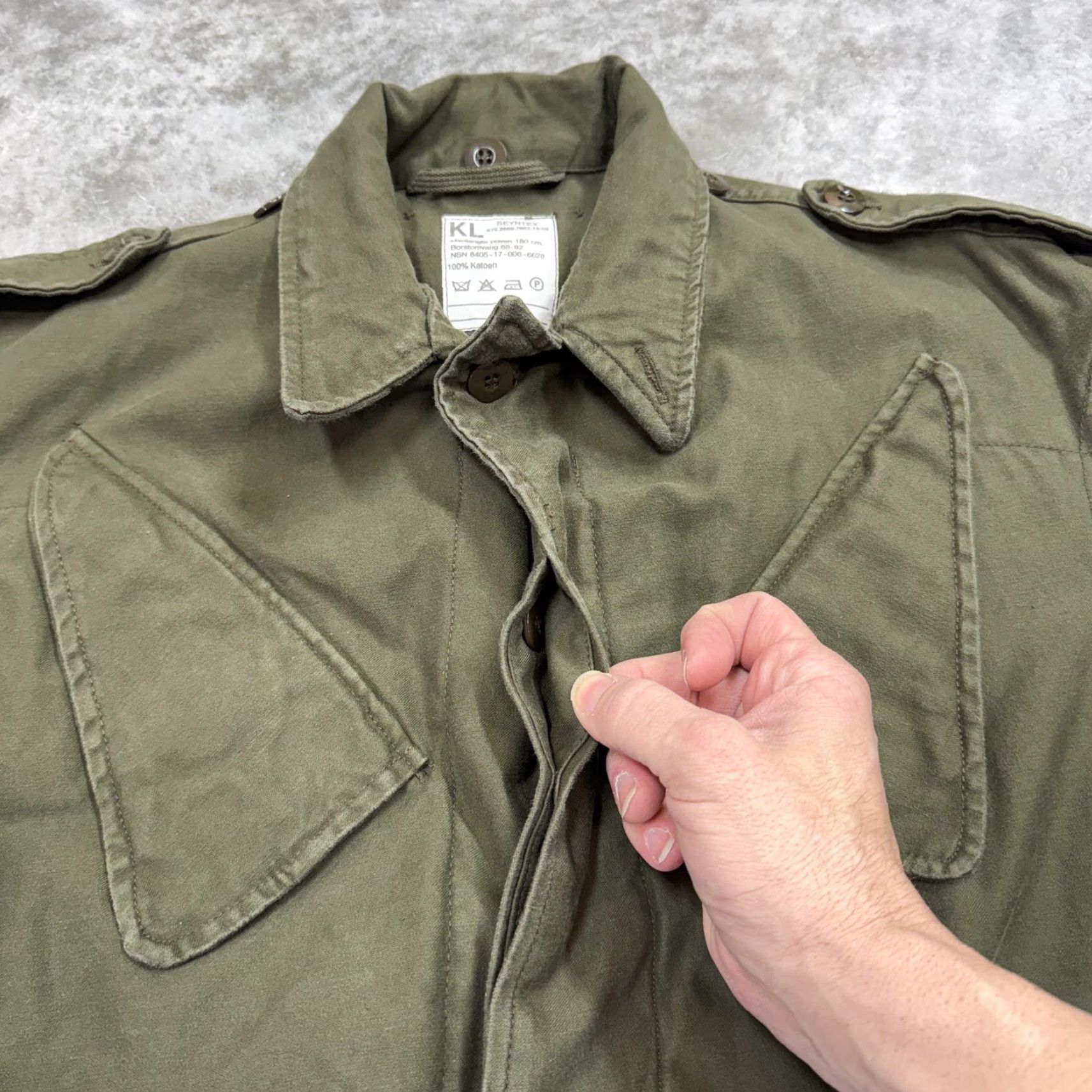 Vintage VINTAGE Dutch Military Jacket Mens Small Green Field Coat Cotton KL Seyntex 80s Size US S / EU 44-46 / 1 - 5 Thumbnail