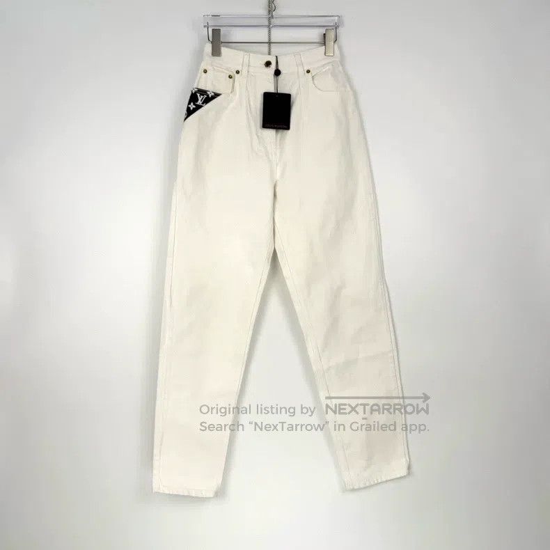 Louis Vuitton Louis Vuitton White Leather Label Jeans Size US 36 / EU 52 - 3 Thumbnail
