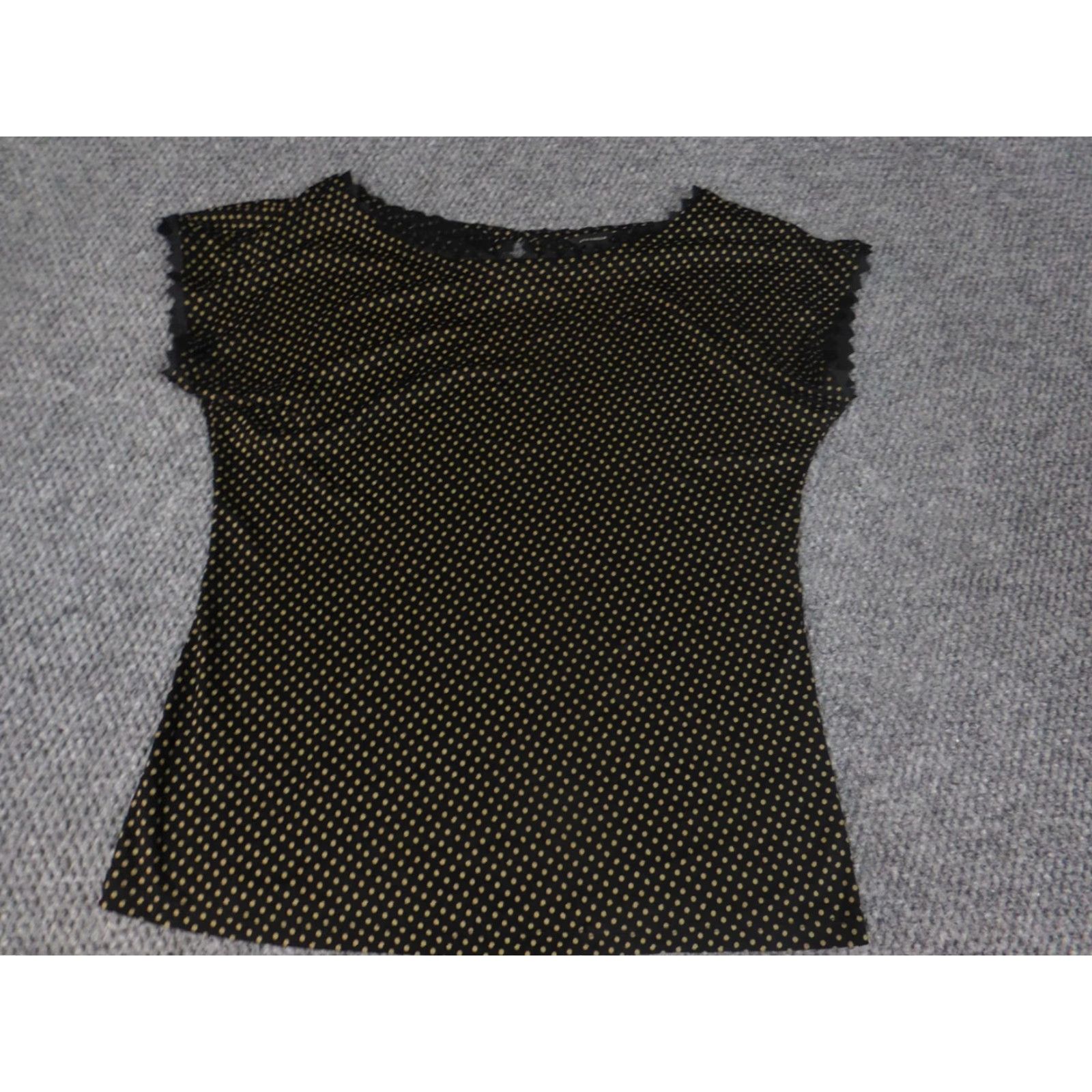 Ann Taylor Ann Taylor Womens Blouse S Black Polka Dot Round Neck Pullover Casual Shirt Shirt Womens Size S / US 4 / IT 40 - 4 Thumbnail