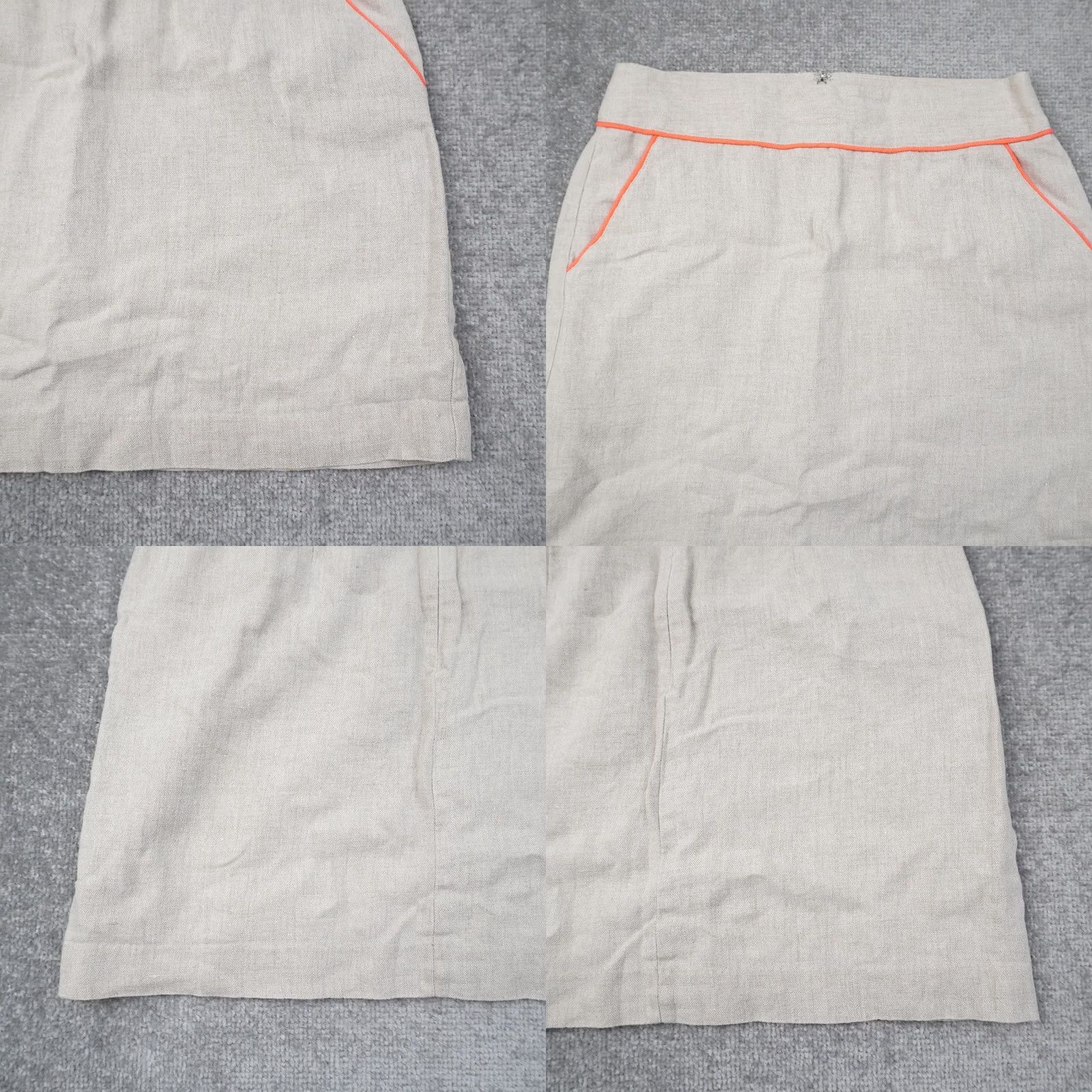 Loft LOFT Beige Linen Knee Length Skirt Size 4 Straight Pencil Casual Neon Trim Womens Size 27" / US 4 / IT 40 - 8 Thumbnail