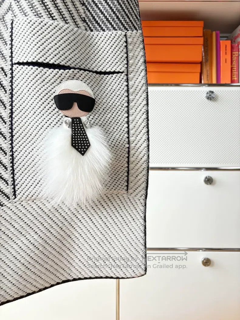 Fendi Fendi size 180*38 cm Black and white monogrammed cashmere s Size ONE SIZE - 5 Thumbnail