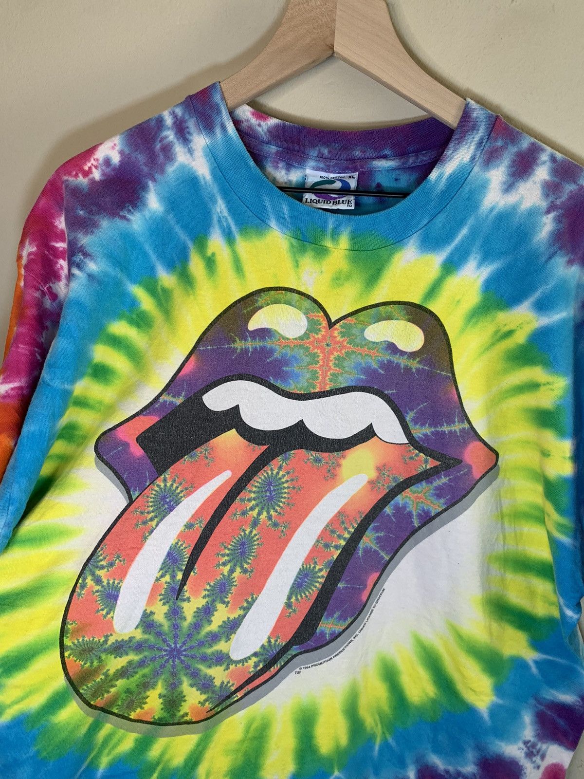 Band Tees *RARE* Vintage 1994 Rolling Stones FRACTAL Tie-Dye T-Shirt Size US XL / EU 56 / 4 - 3 Thumbnail