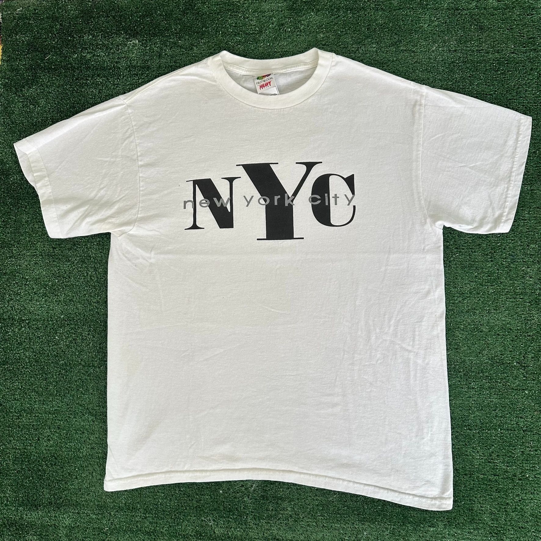 Fruit Of The Loom Vintage Y2K NYC New York City Spell Out T-Shirt White Hip Ho Size US L / EU 52-54 / 3 - 1 Thumbnail